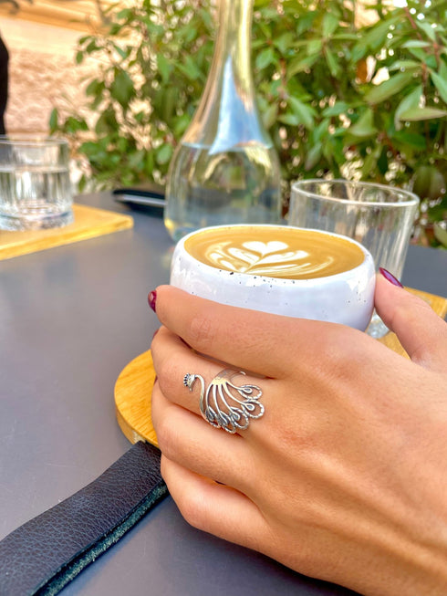 Inel din argint Paun